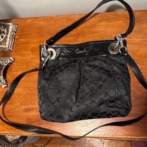 Coach Black Shoulder Bag with Signature Pattern
